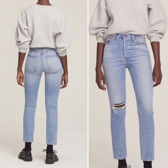 Agolde Jeans Riley High Rise Straight leg Crop Jeans in Endeavor 23 - Picture 4 of 10